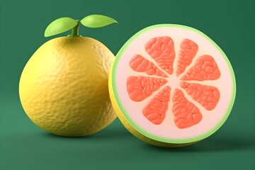 vector 3d rendering of delicious pomelo.generative AI