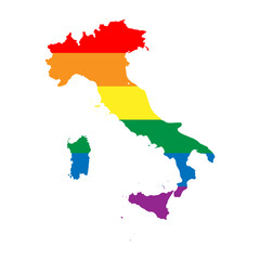 Italy country silhouette. Country map silhouette in rainbow colors of LGBT flag.