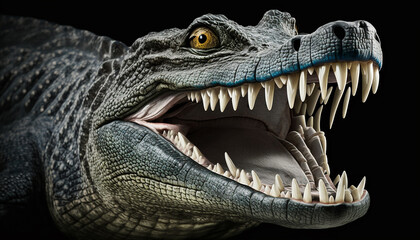 Obraz premium Crocodile with open mouth. Generative AI,