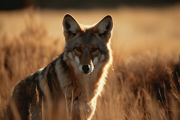 Fototapeta na wymiar Coyote in nature. Generative AI