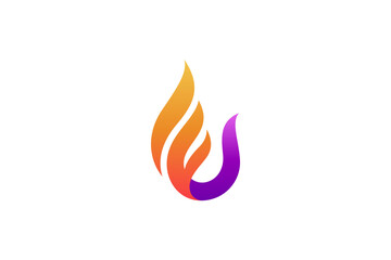 abstract E letter simple logo design and fire symbol