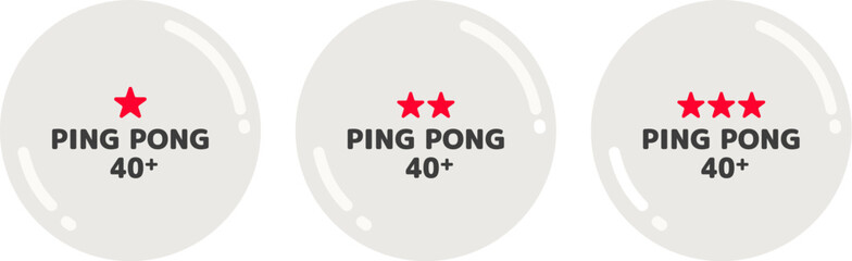 卓球のワンスター、ツースター、スリースター球のイラスト