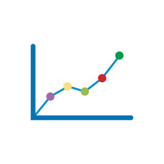 Flat Minimalist Upward Graph Business Icon. Colorful Up Trending Graph Icon Vector Illustration