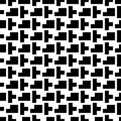 Repeated puzzle figures background. Seamless surface pattern design with mosaic ornament. Ethnic embroidery motif. Grid wallpaper. Digital paper for page fills, web designing, textile print. Vector.