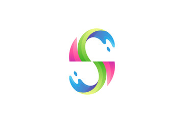 S letter 3D logo design and waves symbol