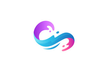 Wave water Simple 3D style logo