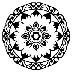 Flower clipart vector design black and white