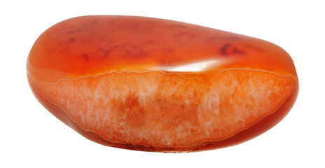 Cut and polished carnelian isolated from the background.