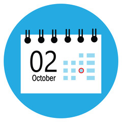 icon with vector eps 10, new calender, 02 october icon with white background