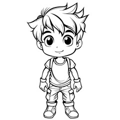 coloring book cute boy character