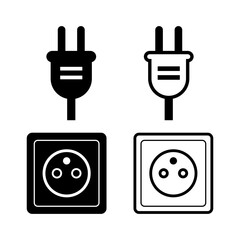 Fototapeta premium Electric plug and socket. Vector icons on white background.