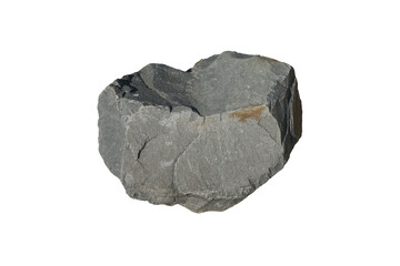 Cut out of a natural basalt rock stone isolated on white background.