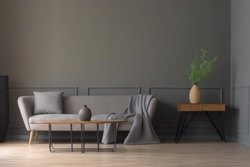 interior background space render room pillow trendy living sofa design. Generative AI.