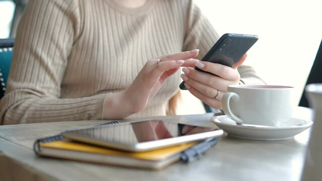 Businessman, hands or green screen phone in coffee shop, restaurant or cafe on social media app or calendar management. Zoom, worker employee or mobile technology mockup of office logo on lunch break