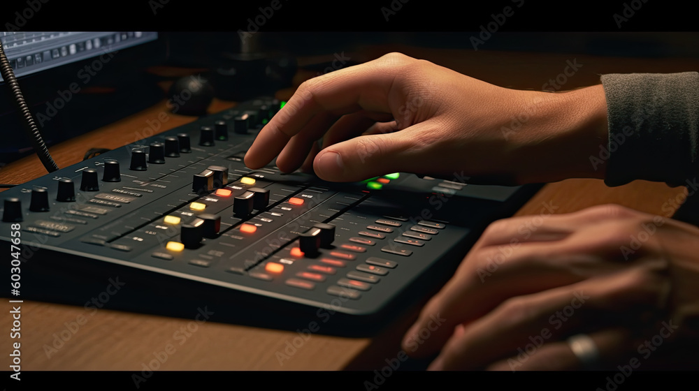 Poster audio video switcher close up view generative ai