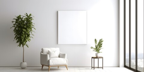 Fototapeta premium Mockup of black frame in office interior,Generative AI