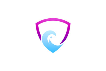 Shield logo with wave splash shape