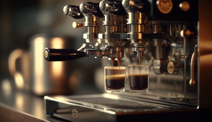 Professional coffee extraction with bottomless AI Generated