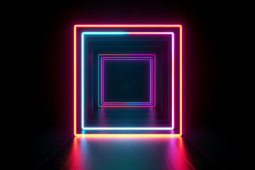 minimalist neon light effect square frame. generative AI