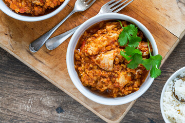 Chicken dhansak curry with rice
