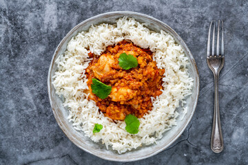 Chicken dhansak curry with rice