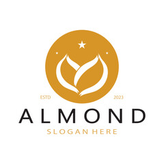 simple almond logo,for business,badge,trademark,almond oil,almond farm,almond shop,vector