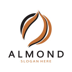 Obraz premium simple almond logo,for business,badge,trademark,almond oil,almond farm,almond shop,vector
