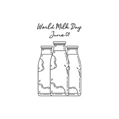 line art of world milk day good for world milk day celebrate. line art. illustration.