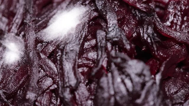 Spoiled boiled beets with white mold