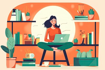 Woman Meditating at Home,Inner Peace:, A Woman's Journey to Serenity at Home, AI, AI generative, generative