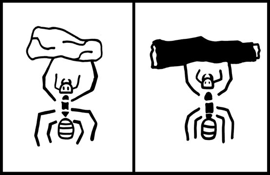 Fourmis ultra forte, muscl&eacute; dessin noir et blanc