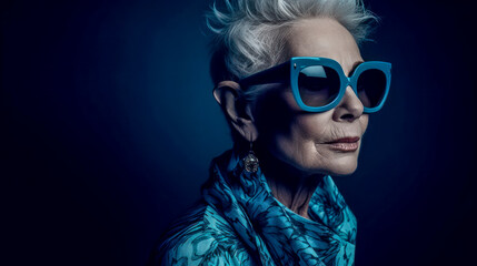 Mature Woman in Fashion Stylish as a Model Illustration Generative AI Background Cover Magazine