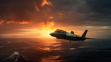 Fototapeta na wymiar Model of United States Air Force F-35 Lightning II Generative AI