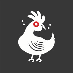 cute chicken with a shocked or curious expression, for logo, icon, mascot