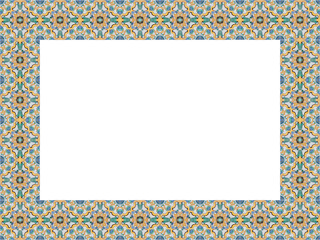 Composition of typical floral and geometric Turkish decorations with colored ceramic tiles - It's a seamless texture useful for renderings