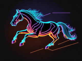 Colorful horse running, logo icon, t-shirt print, animal. Generative AI