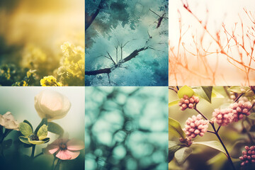 Abstract modern collage of spring elements. Generative AI