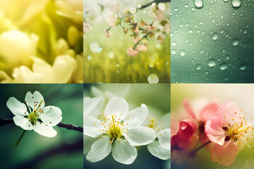 Abstract modern collage of spring elements. Generative AI