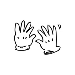 Rubber gloves icon. Hand drawn vector illustration in doodle style.