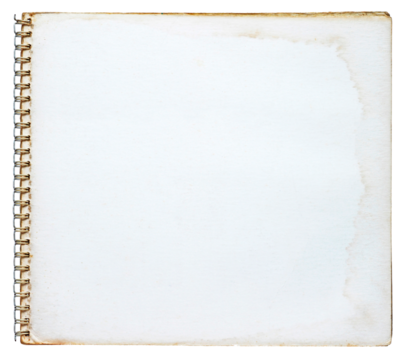 Grunge notebook isolated on transparent background (PNG File)	
