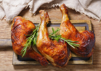baked chicken legs with rosemary, top view