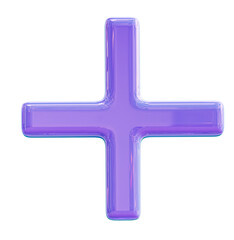 lilac colored plus sign 3d render.