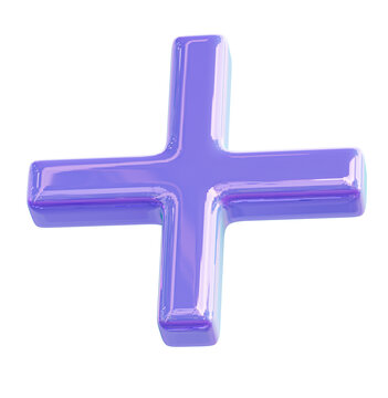 lilac colored plus sign. 3d render.