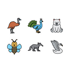  vector animals in cartoon style. Vector collection with mammals