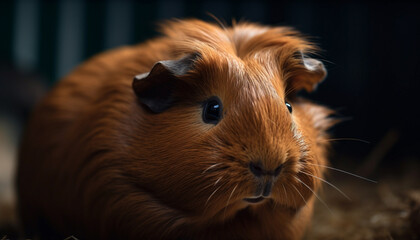 Fluffy guinea pig looking at camera outdoors generated by AI