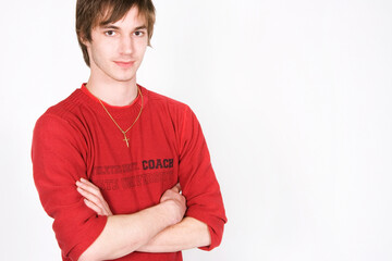 confident young man portrait on white background