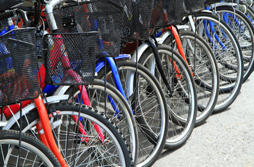Row of bicycles parked