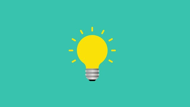New ideas and cretivity concept with light bulb and puzzle. Vector animation