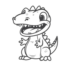 Fototapeta premium Little cute happy dino. Kid dinosaur for coloring book. Illustration on transparent background