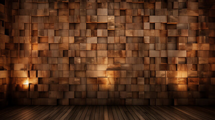 wooden abstract cube walls. generative AI